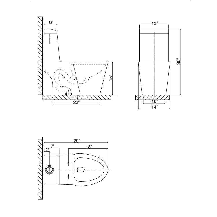 Ariel CO1042 White European Elongated One Piece Toilet 1.6 GPF Dual