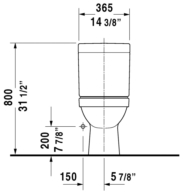 Duravit D1403700 White Happy D Toilet Two Piece Elongated with Rough In