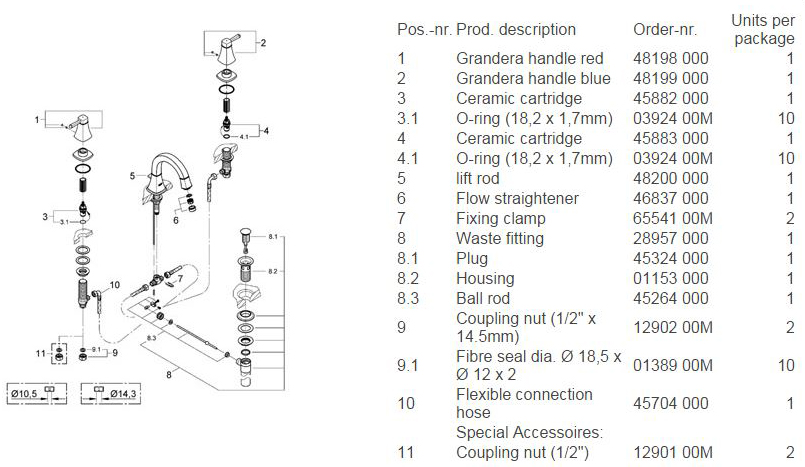 Grohe 20 418 A Exploded Parts 