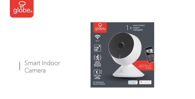 Globe Electric 50054 White WiFi Smart Indoor Security Camera with 