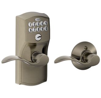 Schlage FE285 CAM 609 Acc LH Camelot Trim Lower Half Front Entry Handleset with Accent Left Hand Lever Antique Brass